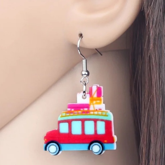 Camper Van Car Acrylic Earrings - Picture 4 of 5